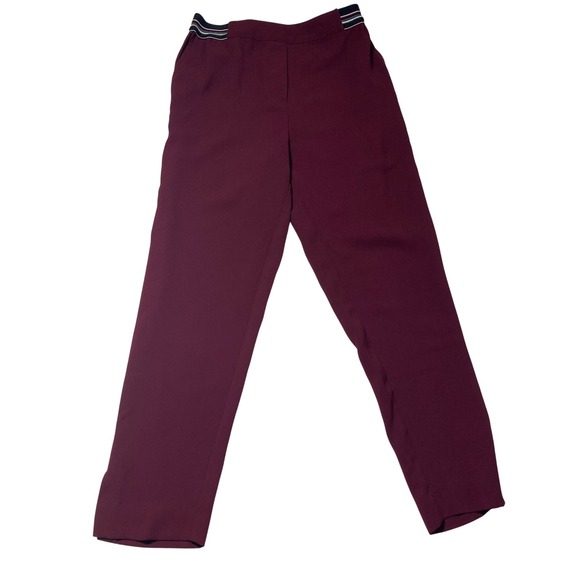 Anthropologie The Essential Pull On Trousers Pants Women's XS Burgundy pull on - Picture 1 of 14